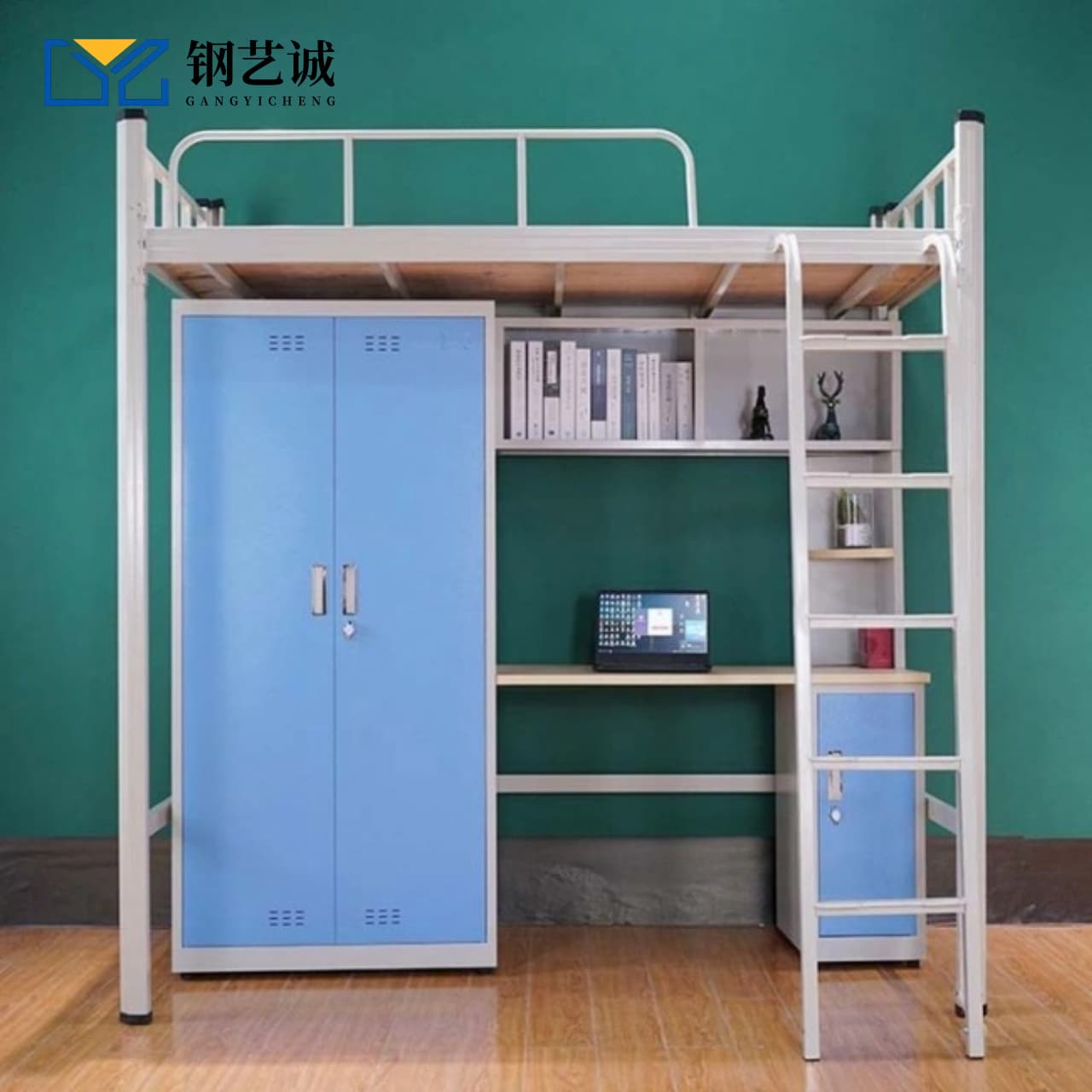 Bunk Beds with Cabinets and Desk
